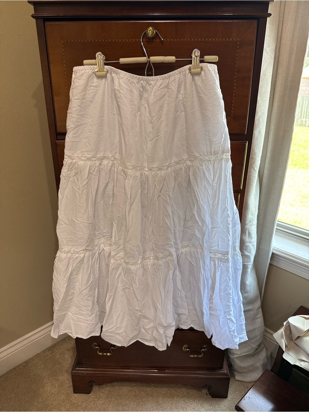 H&M White Tiered Maxi Skirt